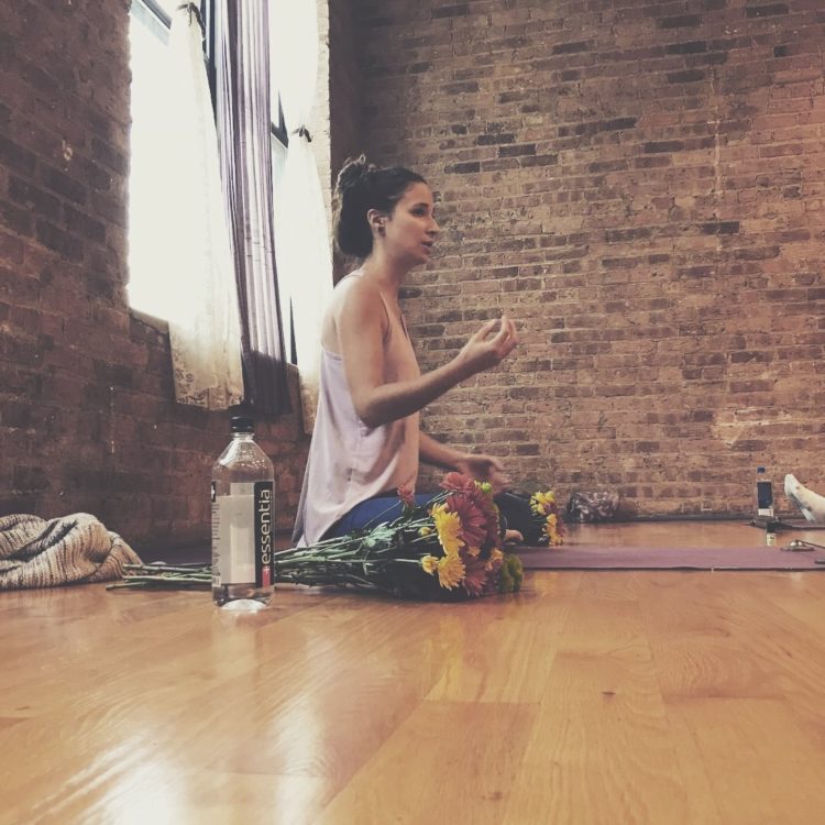 Ilona Barnhart in the seat of the teacher. sharing yoga 